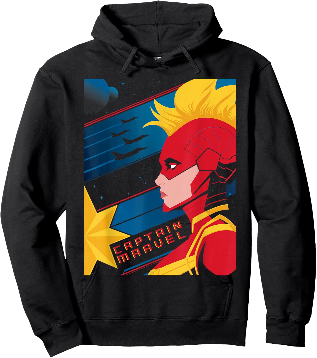 Marvel Captain Marvel Carol Danvers Jets Profile Hoodie - Hoodie | Black