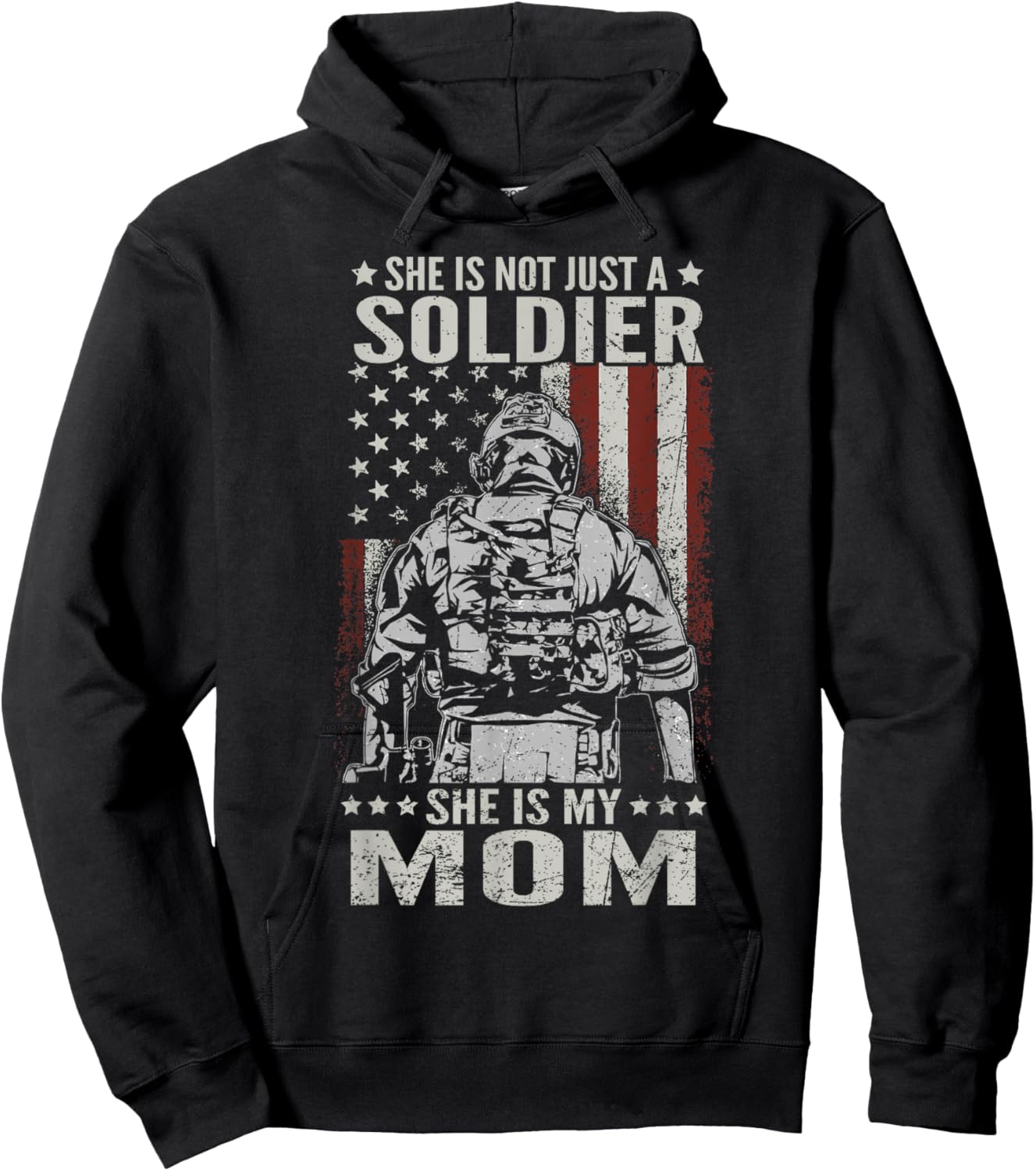 Not Just A Soldier She Is My Mom Female US Veteran Hoodie - Hoodie | Black