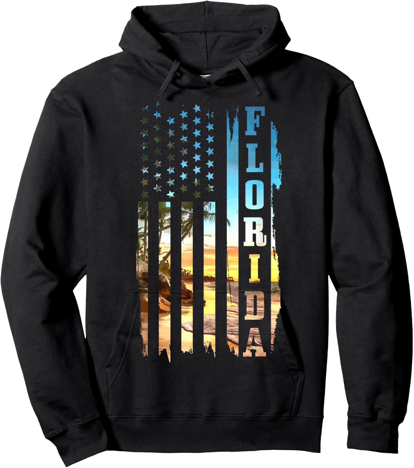 Florida American Flag Pride Beach Surfer Hoodie - Hoodie | Black