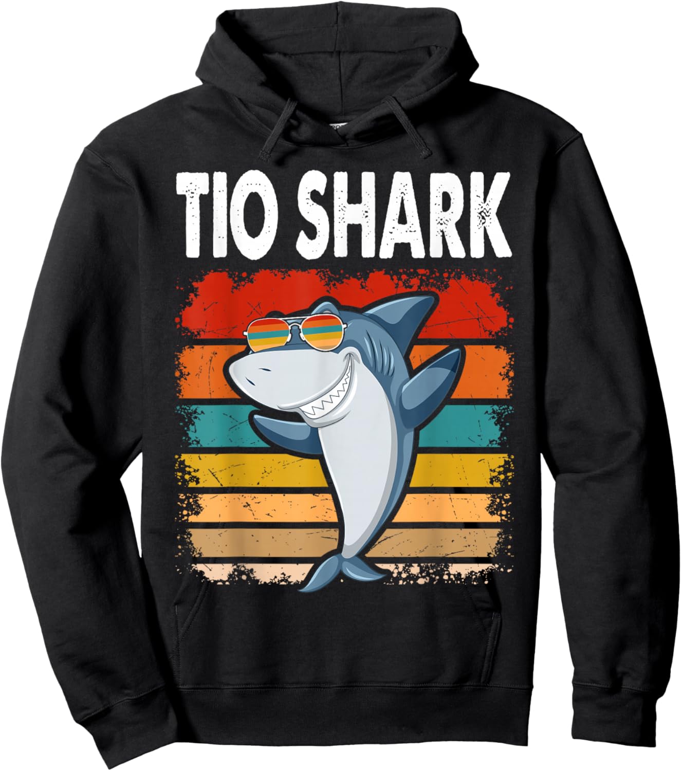 Tio Shark Funny Spanish Uncle Vintage Hoodie - Hoodie | Black