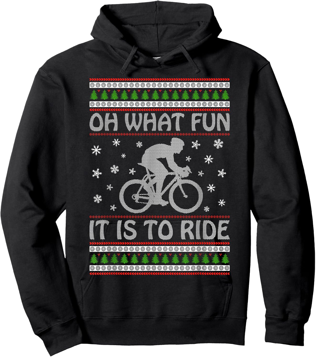 Oh What Fun It Is To Ride a Bicycle Ugly Christmas Sweater Hoodie - Hoodie | Black