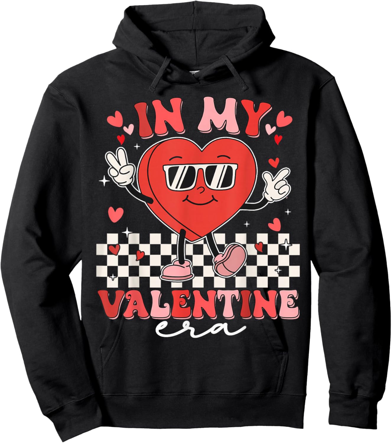 Retro Groovy In My Valentine Era Valentine Day Men Women Kid Hoodie - Hoodie | Black