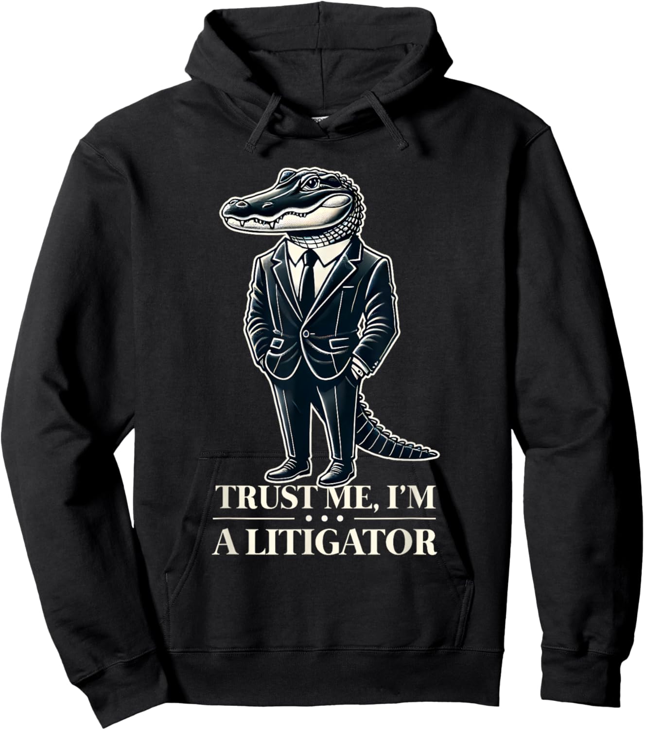 A Litigator Alligator With Funny Lawyer and Law School Gator Hoodie - Hoodie | Black