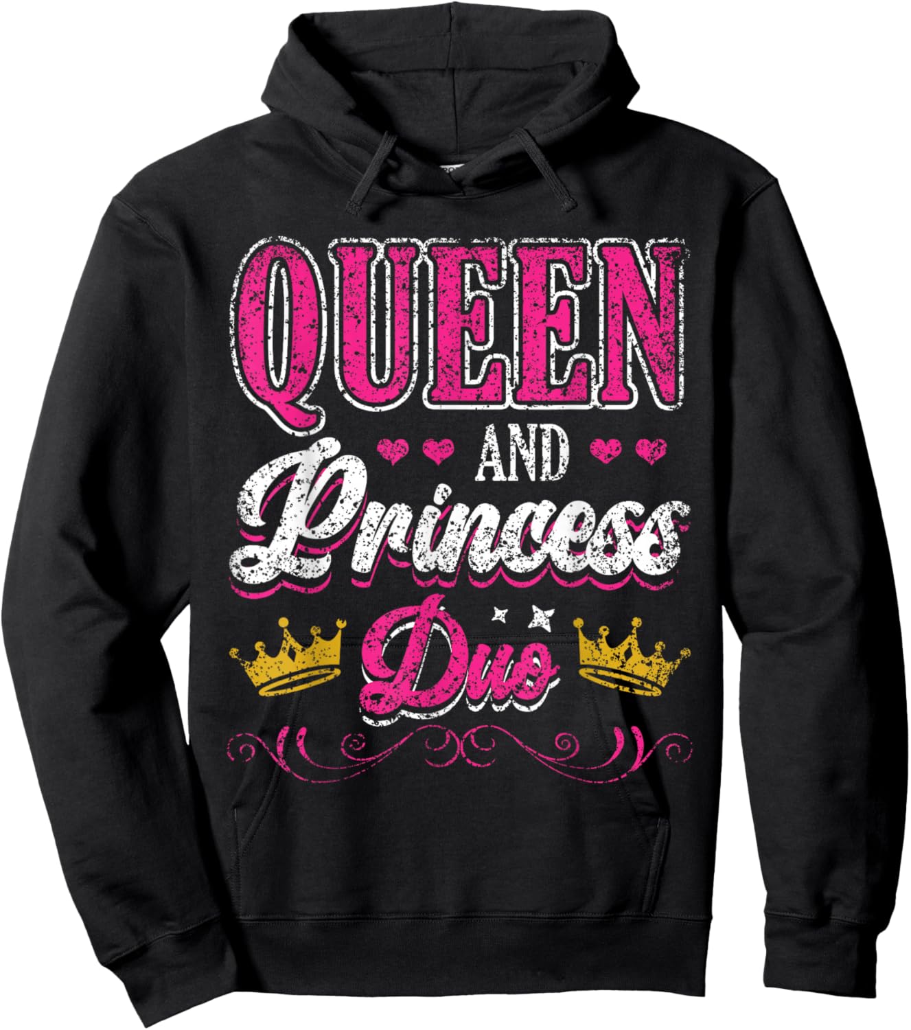 Queen And Princess Duo Matching Mom Mother Daughter Mommy Hoodie - Hoodie | Black