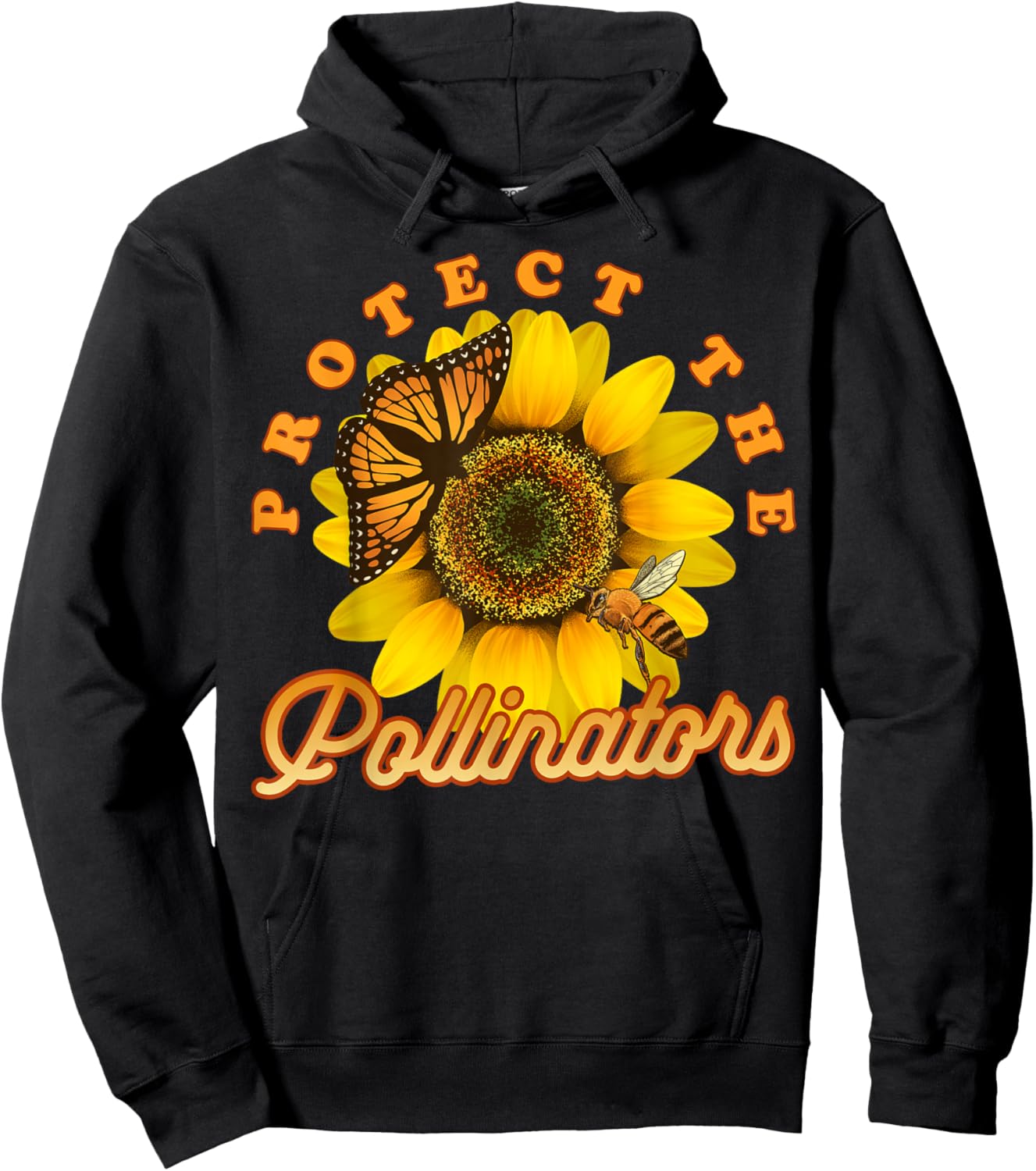 Cool Protect Pollinators Save the bees Sunflower T- shirt Hoodie - Hoodie | Black