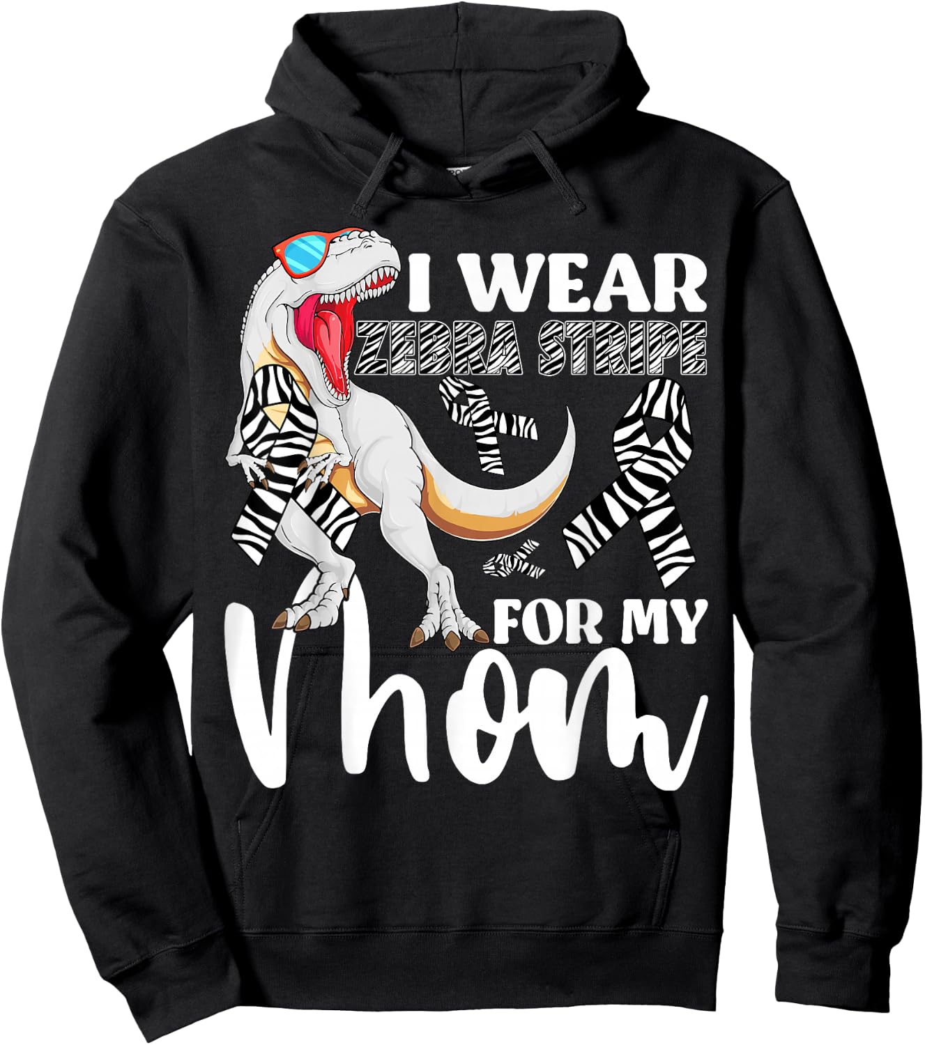 I Wear Zebra Stripe For My Mom Carcinoid Cancer Awareness Hoodie - Hoodie | Black