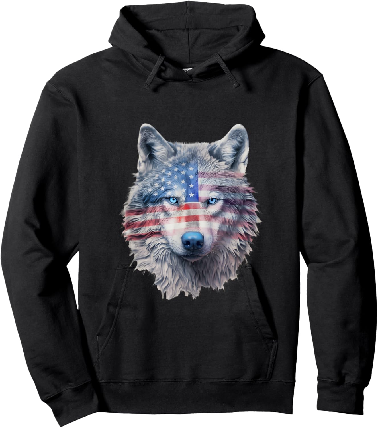 Patriotic Red White And Blue Wolf Hoodie - Hoodie | Black