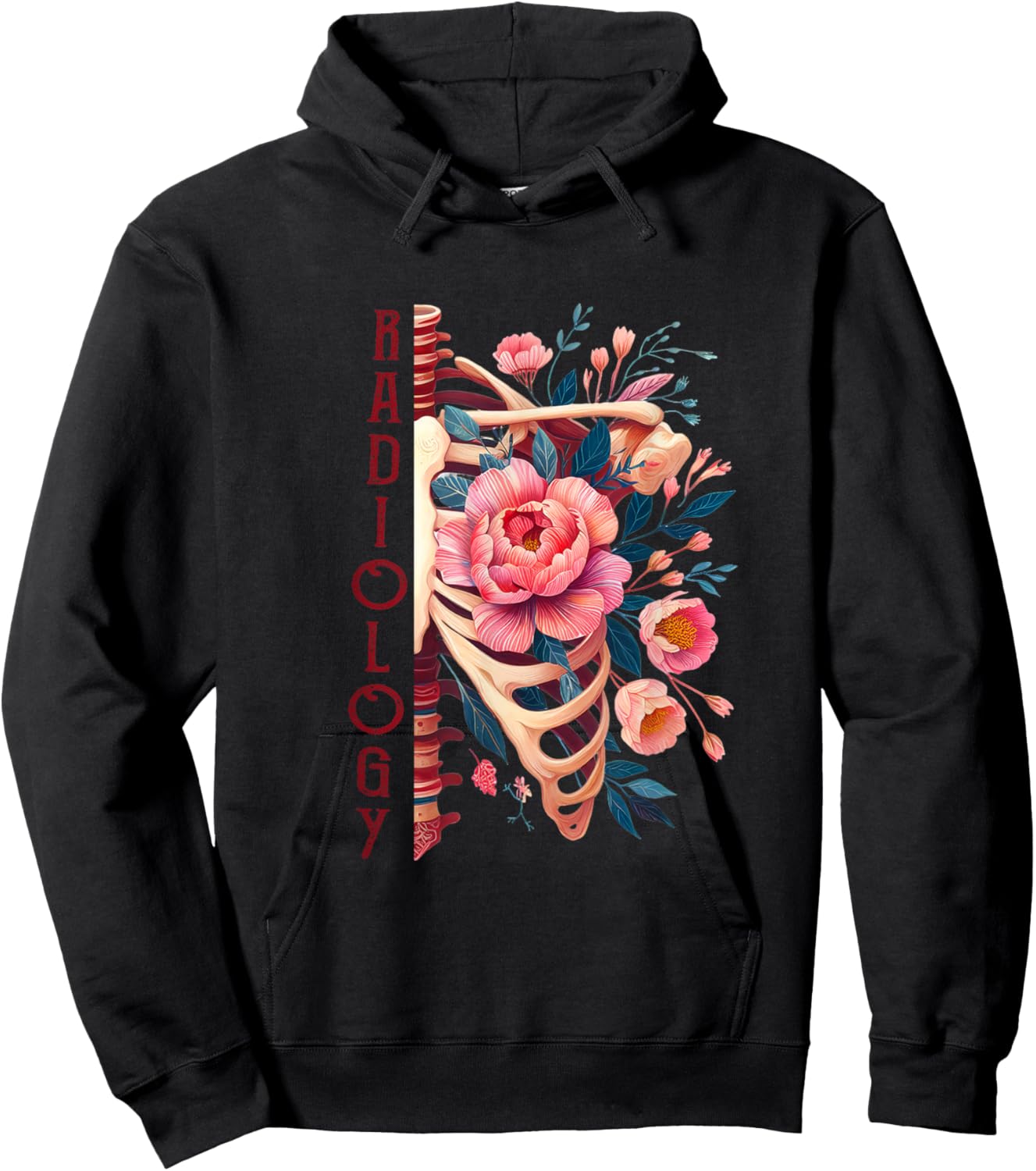 Floral Rib Cage Radiology Skeleton X-Ray Tech Radiologist Hoodie - Hoodie | Black