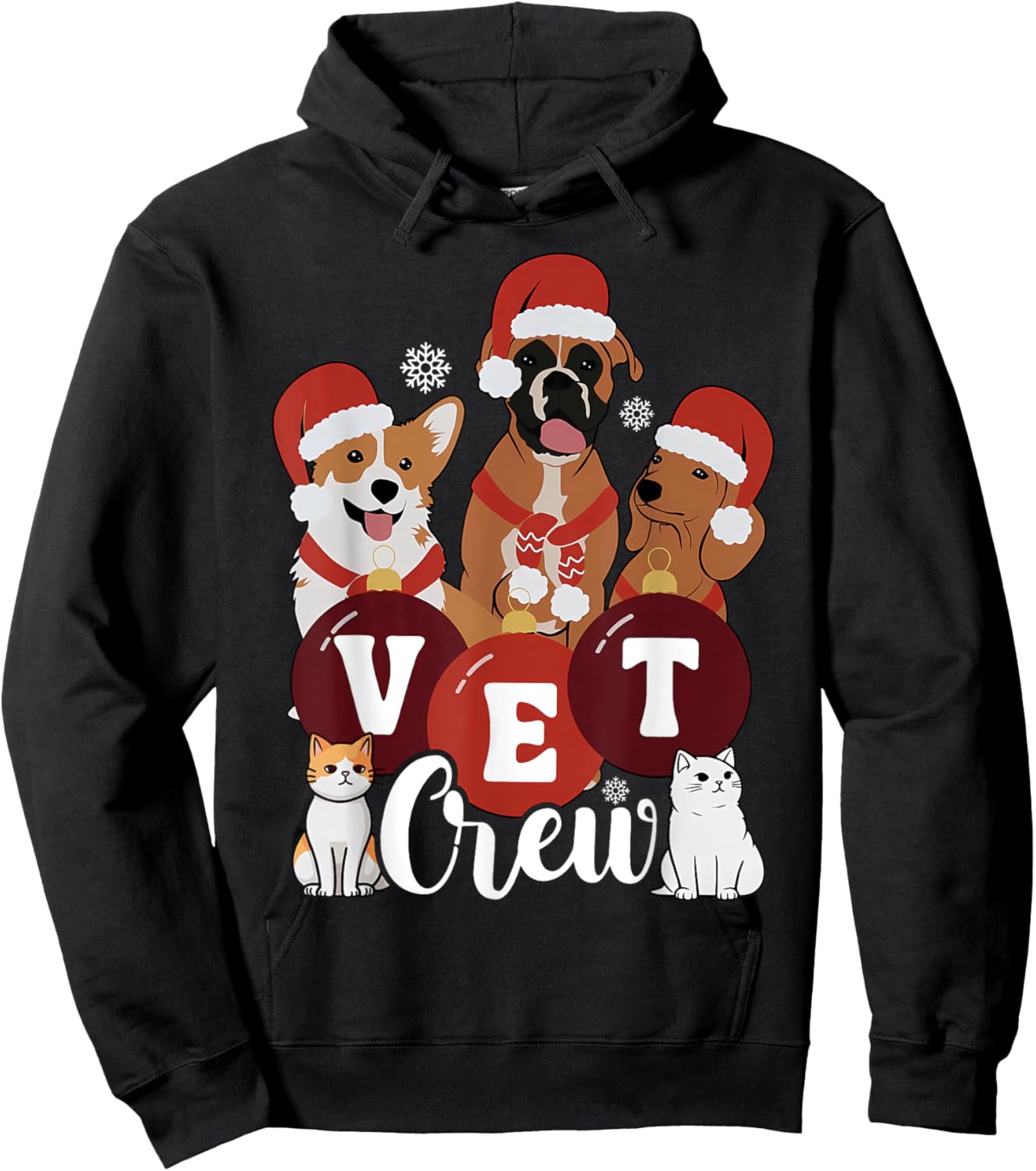 Christmas Cute Pet Santa Hat Vet Crew Veterinary Technician Hoodie - Hoodie | Black