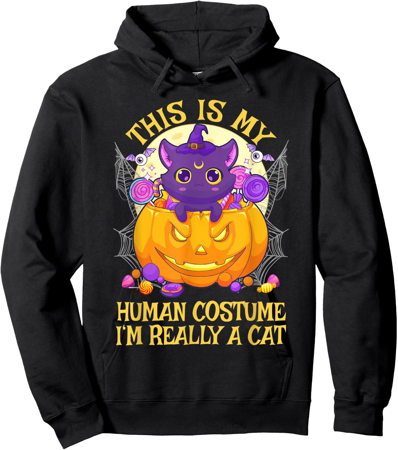 This Is My Human Costume I'm Really A Cat Cute Halloween Hoodie - Hoodie | Black