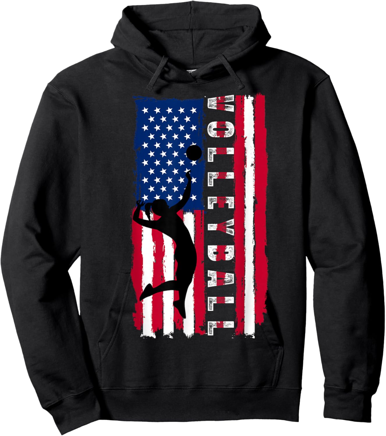 Patriotic Volleyball American USA Flag 4th of July Girl Teen Hoodie - Hoodie | Black