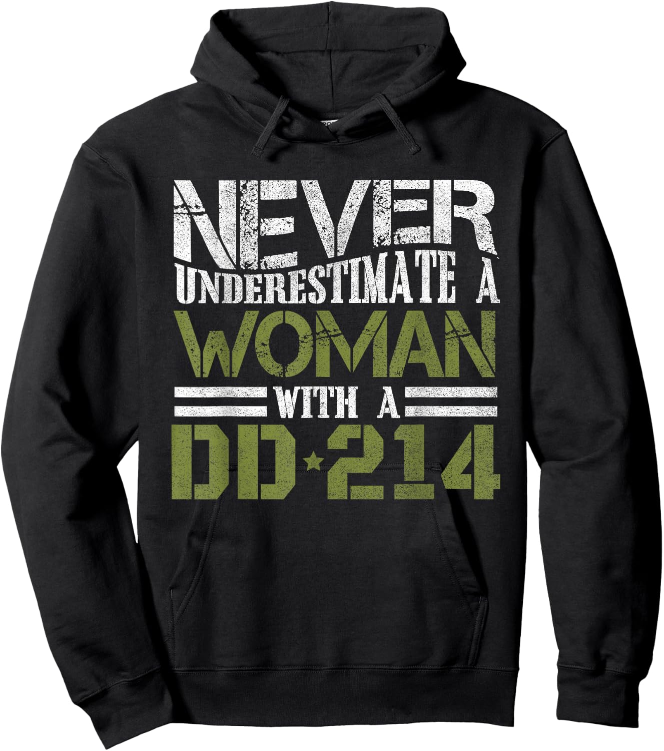 DD-214 Shirt, Never Underestimate A Woman With DD214 Veteran Hoodie - Hoodie | Black