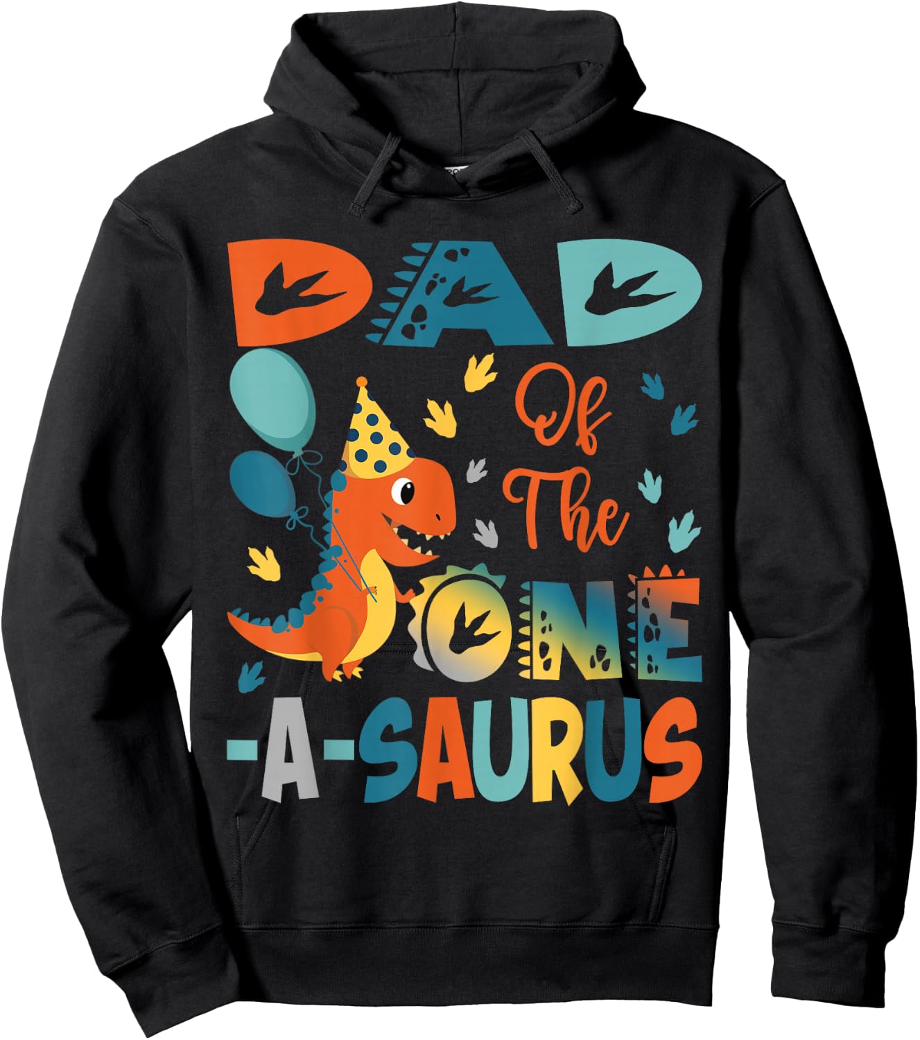 Dad Of The One-A-Saurus 2Nd Birthday Dinosaur Party Hoodie - Hoodie | Black