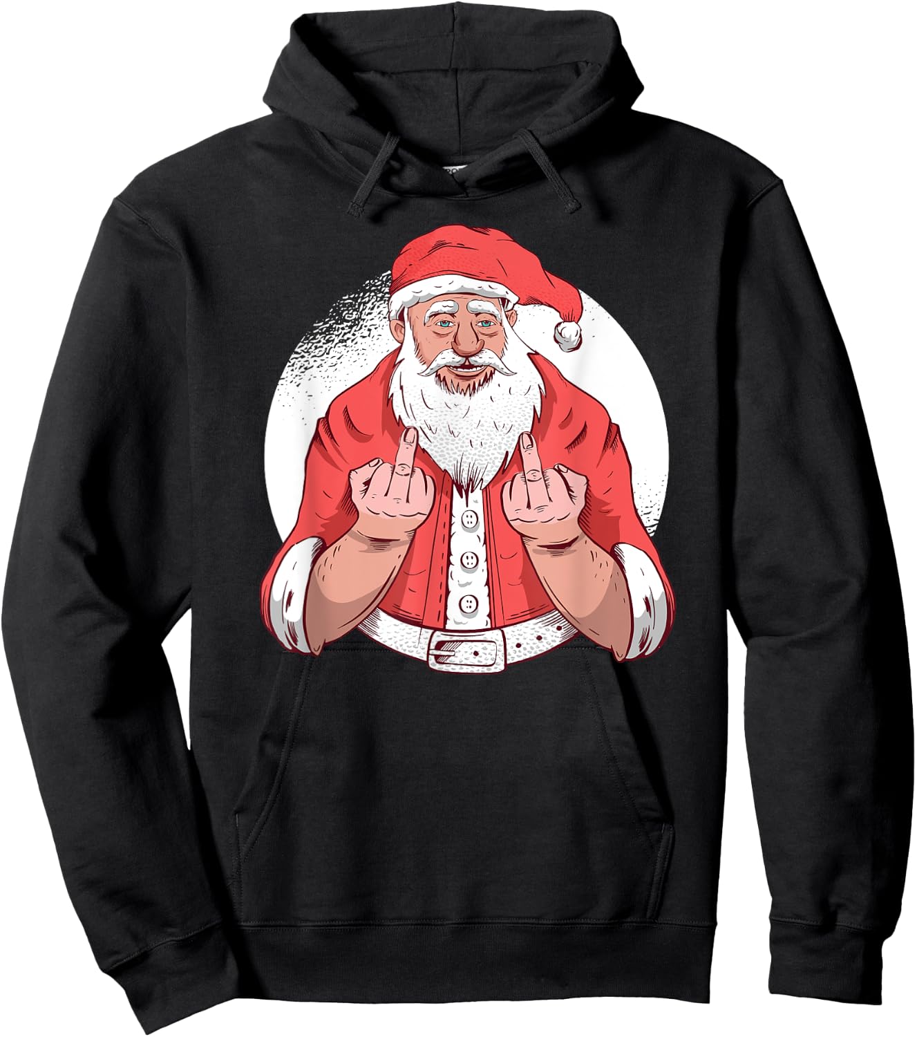 RUDE SANTA says F-ck Off Middle Finger Funny Christmas Meme Hoodie - Hoodie | Black