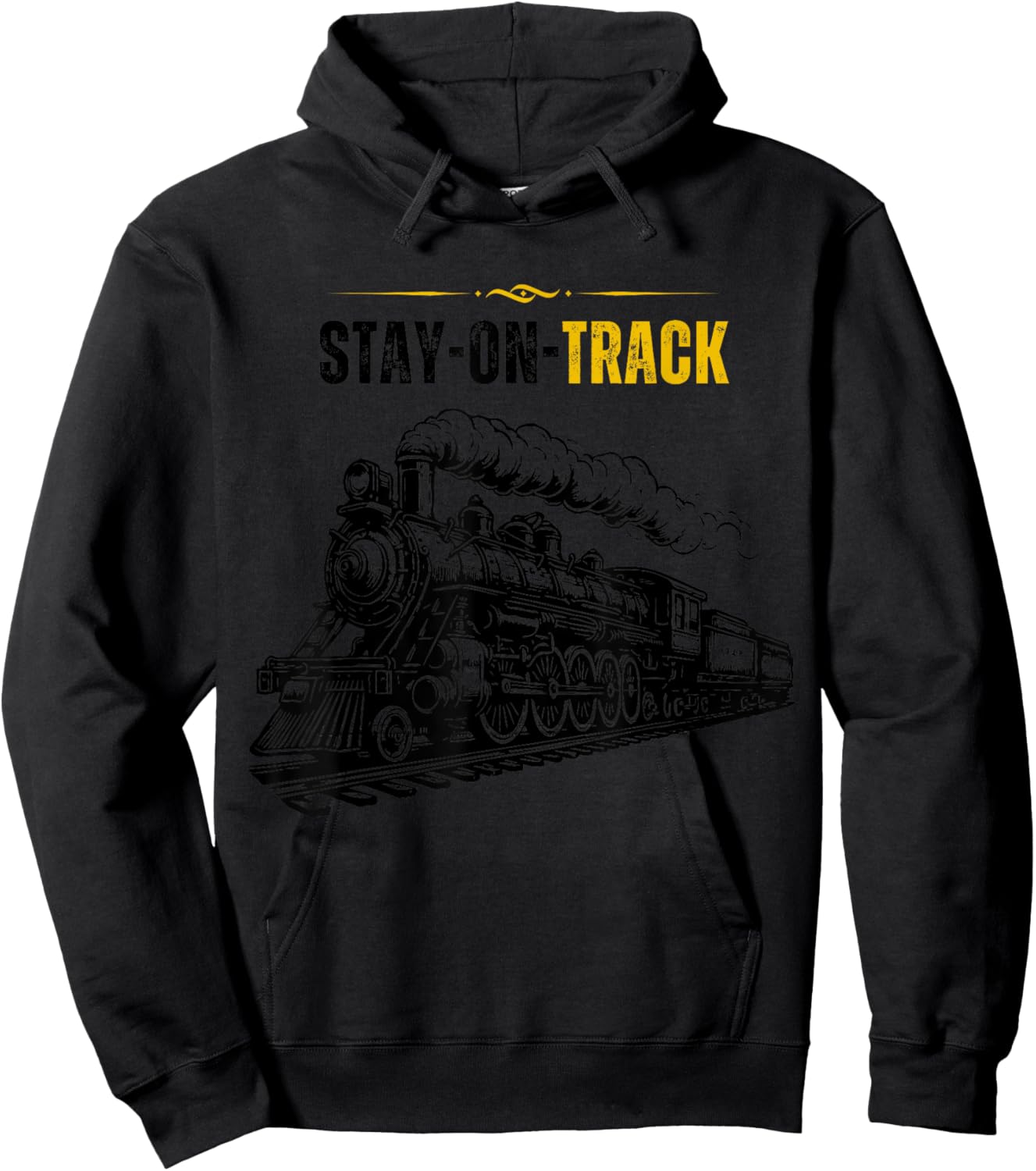 Stay On Track - Classic 1940s Vintage Steam Train Locomotive Hoodie - Hoodie | Black