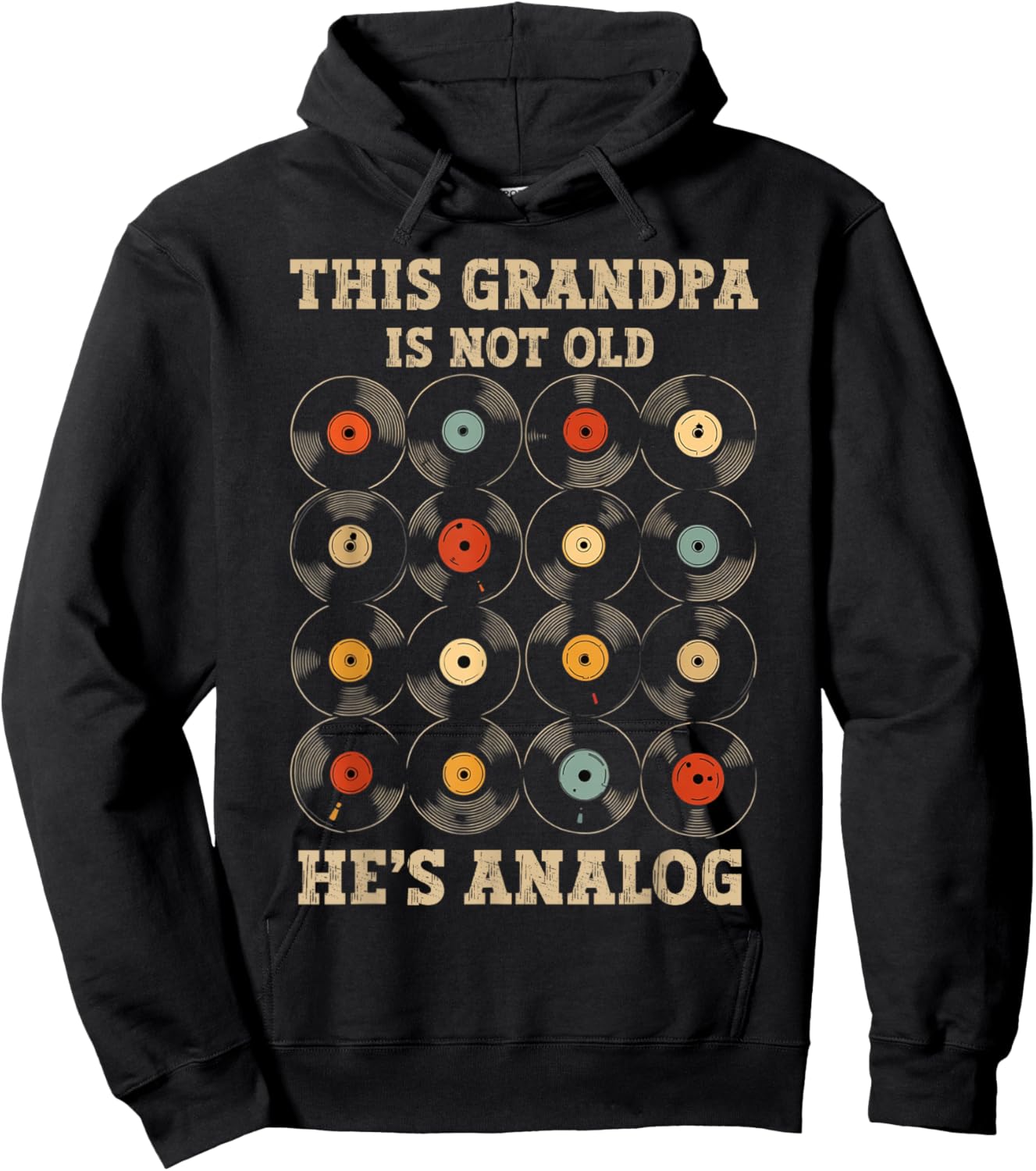 This Grandpa Is Not Old Hes Analog Retro Music Funny Vinyl Hoodie - Hoodie | Black