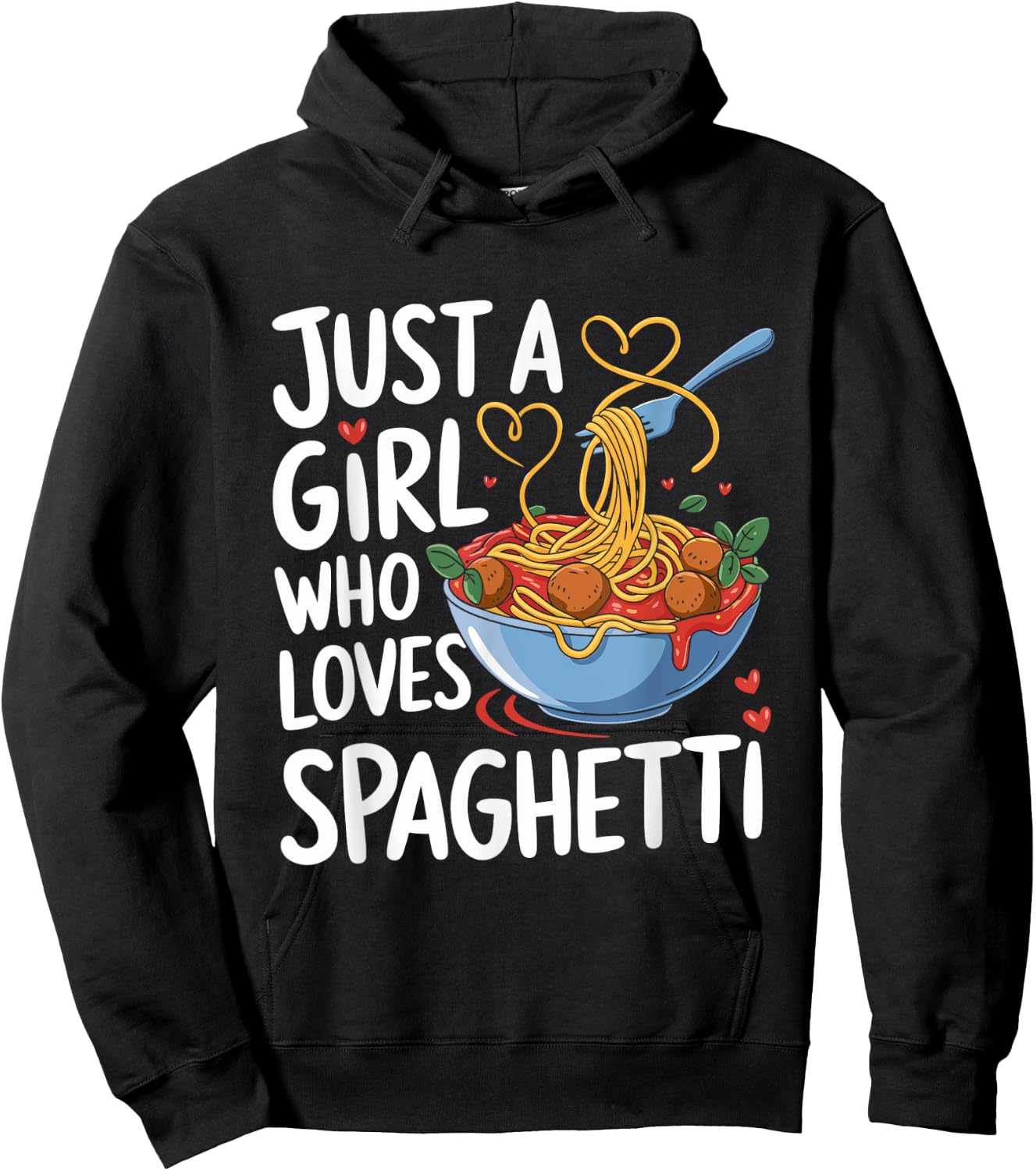 Funny Just a Girl Who Loves Spaghetti Hoodie - Hoodie | Black