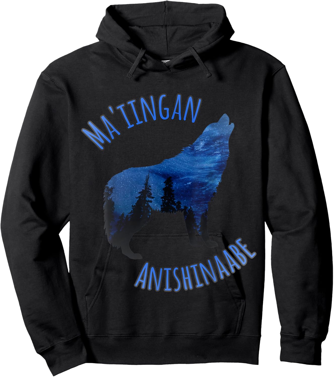 Ma'iingan Anishinaabe Ojibwe Chippewa Language Wolf Hoodie - Hoodie | Black