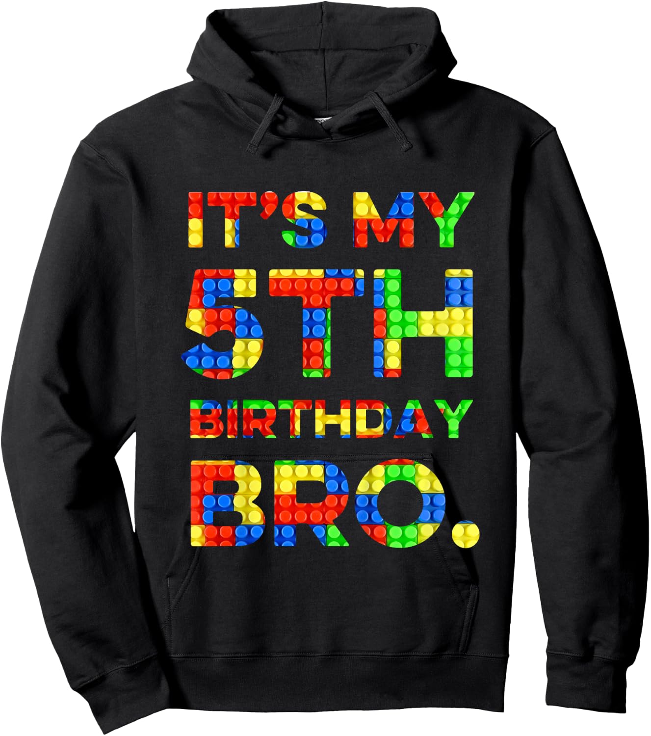 Kids Cute 5th Birthday Gift 5 Years Old Block Building Boys Kids Hoodie - Hoodie | Black