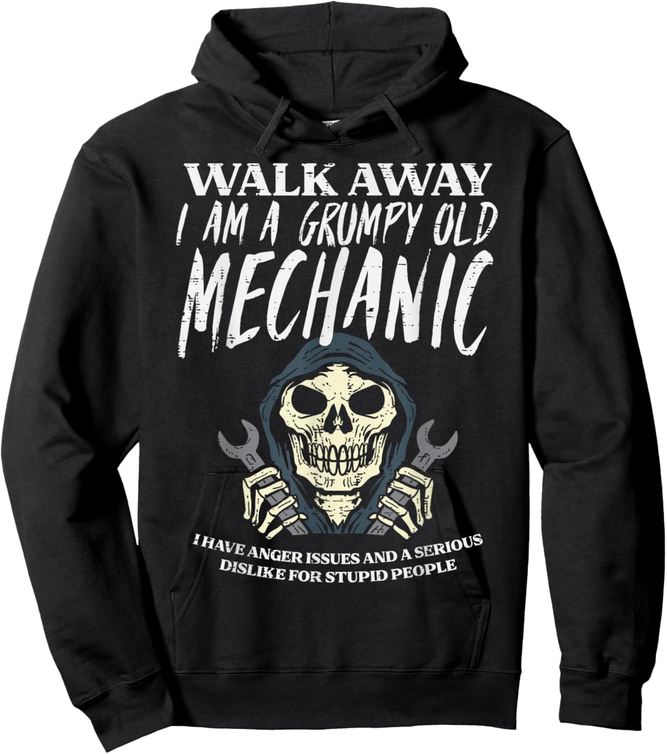Walk Away Im Grumpy Old Mechanic Funny Garage Grandpa Men Hoodie - Hoodie | Black