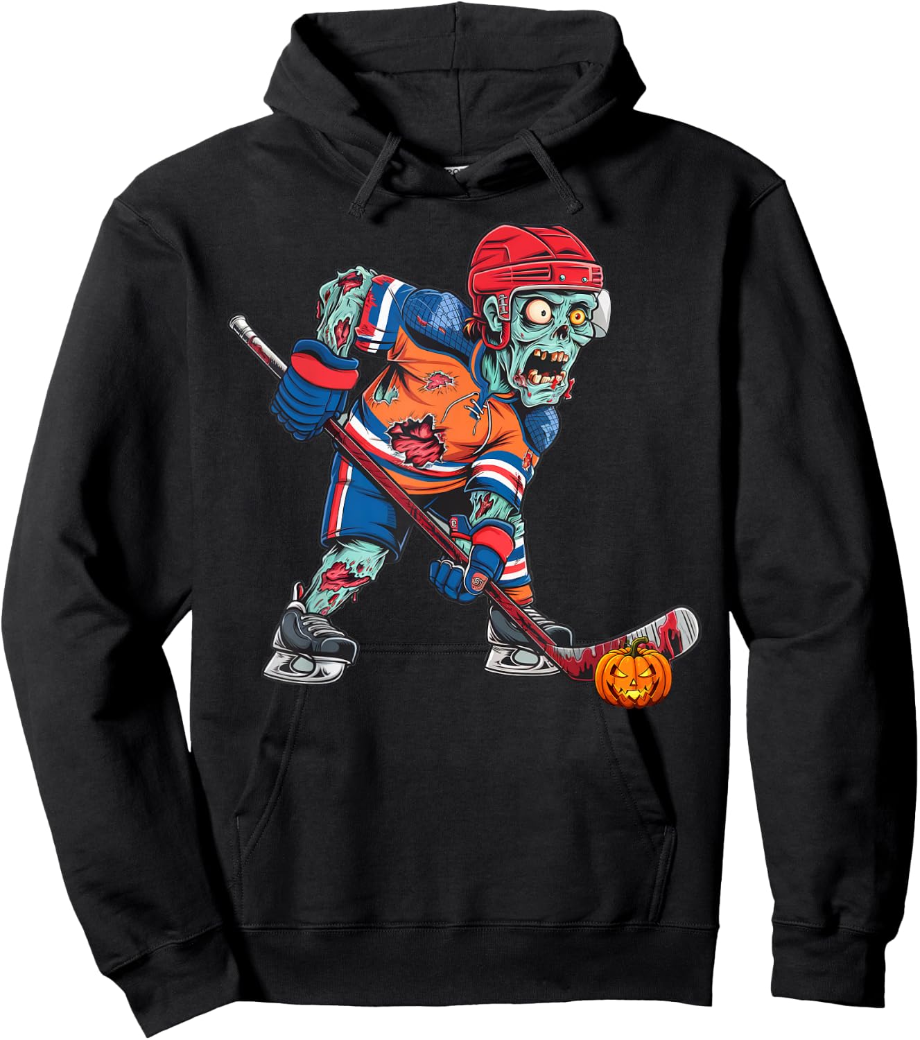 Zombie Ice Hockey Player Fun Halloween Costume Scary Creepy Hoodie - Hoodie | Black