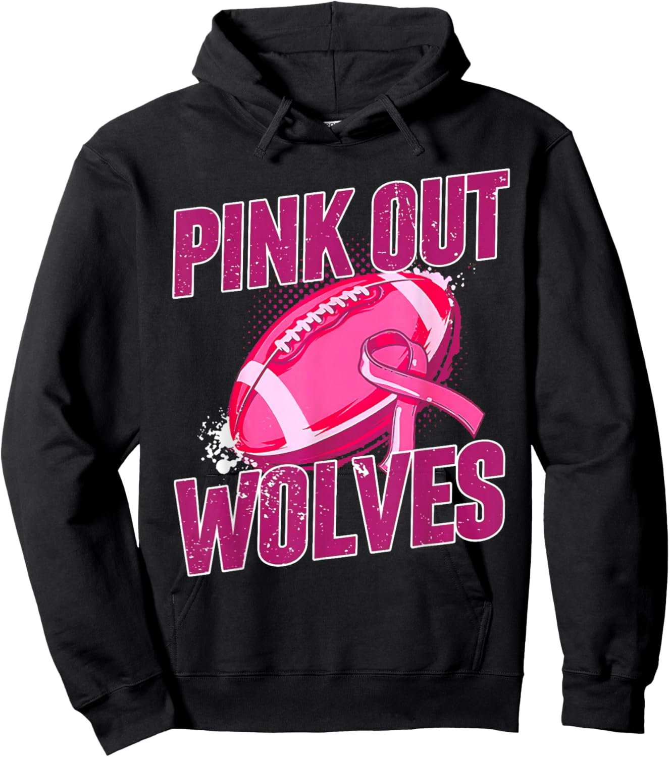 Wolves Pink Out Football Tackle Breast Cancer Hoodie - Hoodie | Black