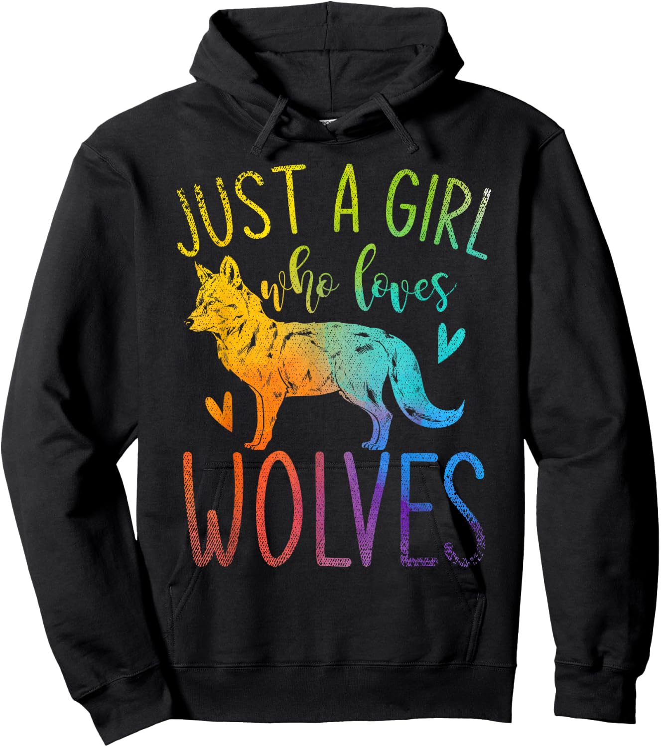 Nur ein Mädchen das Wolfe liebt Wildtier Colourful Wolf Hoodie - Hoodie | Black
