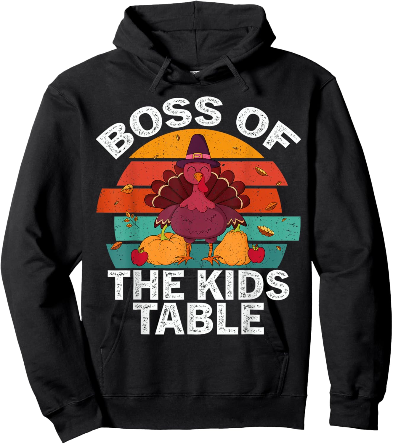 Retro Thanksgiving Kids or Adults Boss of the Kids Table Hoodie - Hoodie | Black