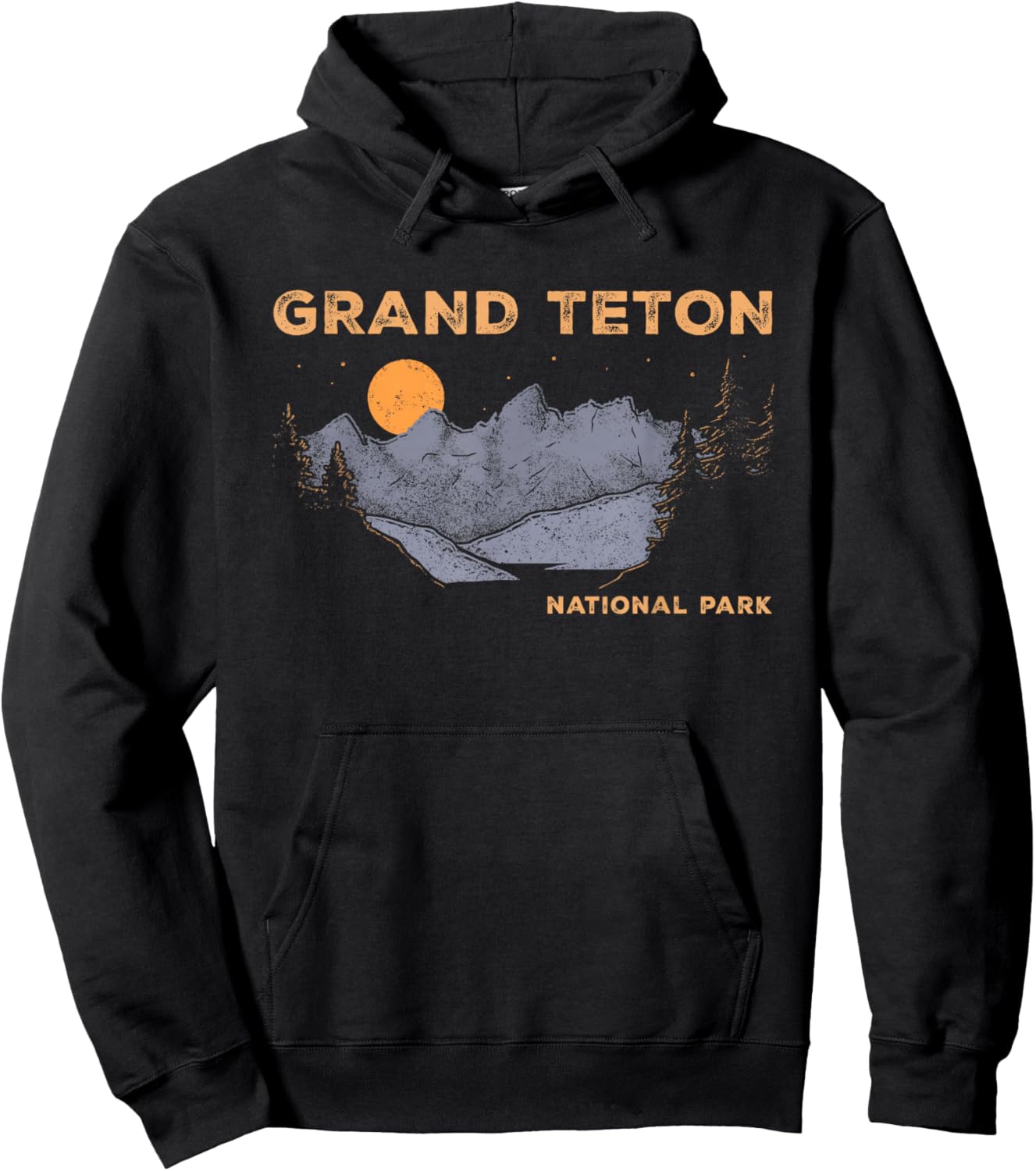 Retro Grand Teton National Park Wyoming Vintage Hoodie - Hoodie | Black