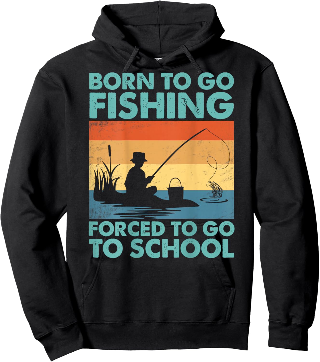 Funny Born To Go Fishing Bass Fish Fisherman Boys Hoodie - Hoodie | Black