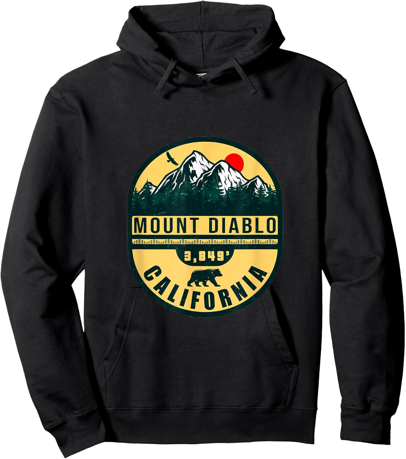 Mount Diablo California Mountains, 1960s Retro Vintage Hoodie - Hoodie | Black