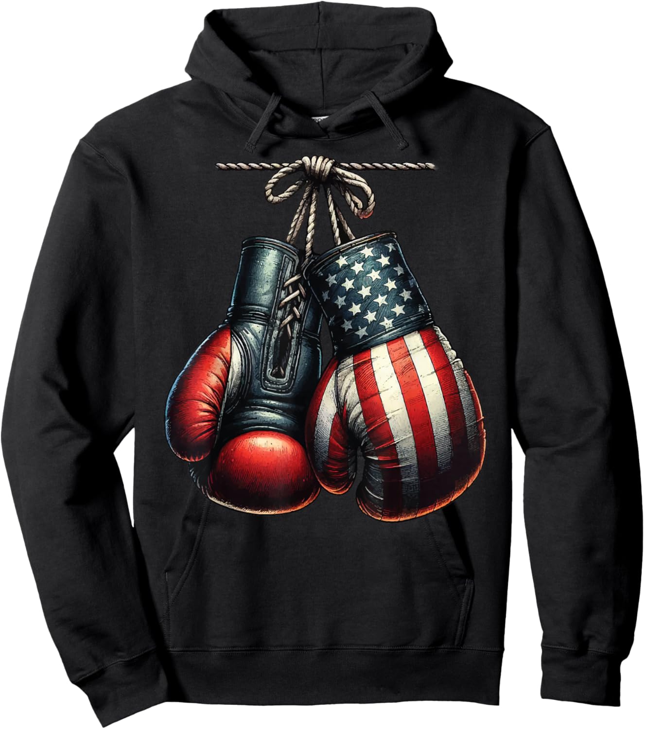 4th of July USA Flag Boxing Gloves for Boxer Training Hoodie - Hoodie | Black