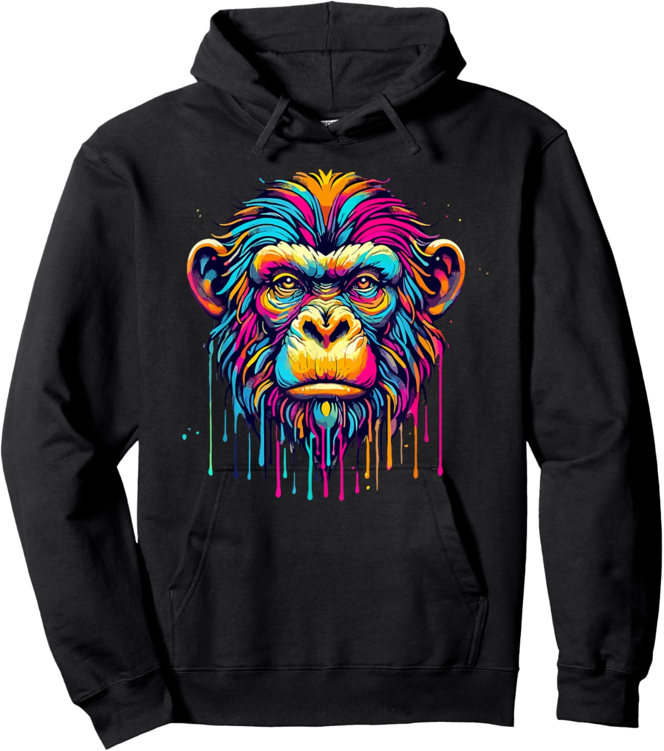 Colorful Dripping Paint Pop Art Monkey Monkeys Hoodie - Hoodie | Black