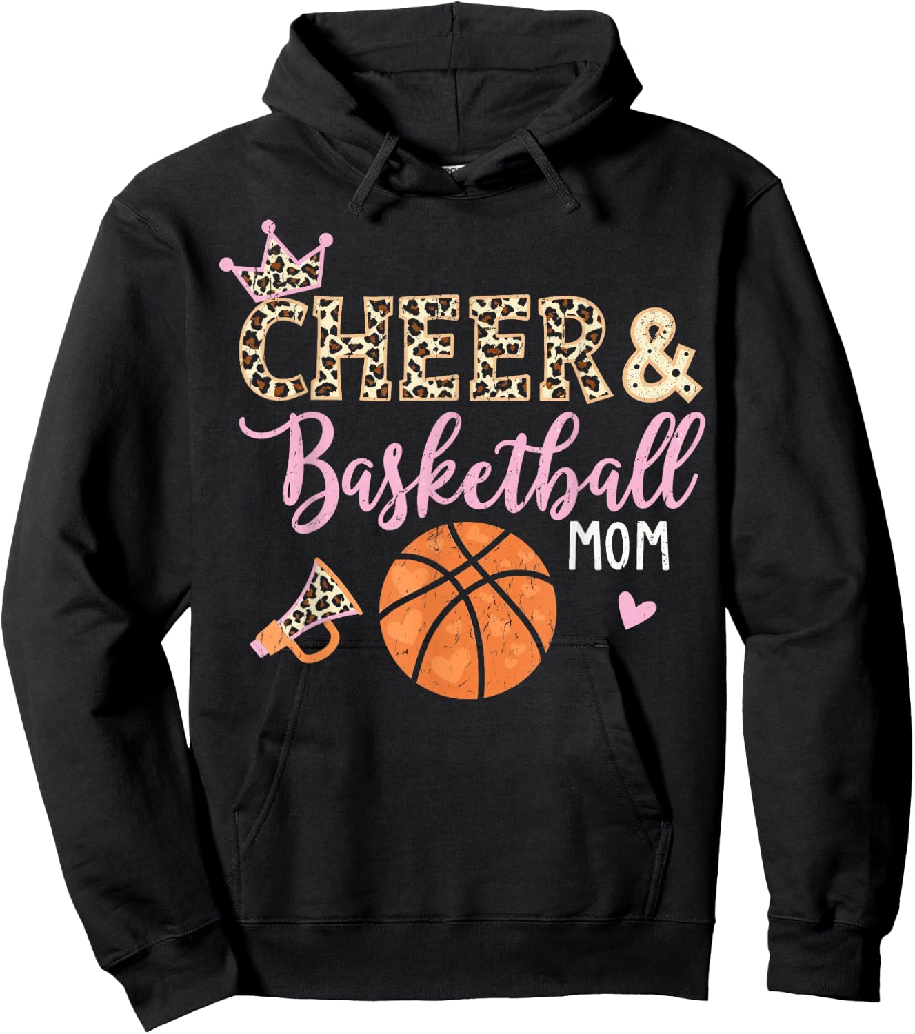 Funny Basketball And Cheer Mom Basketball Cheer Mom Hoodie - Hoodie | Black
