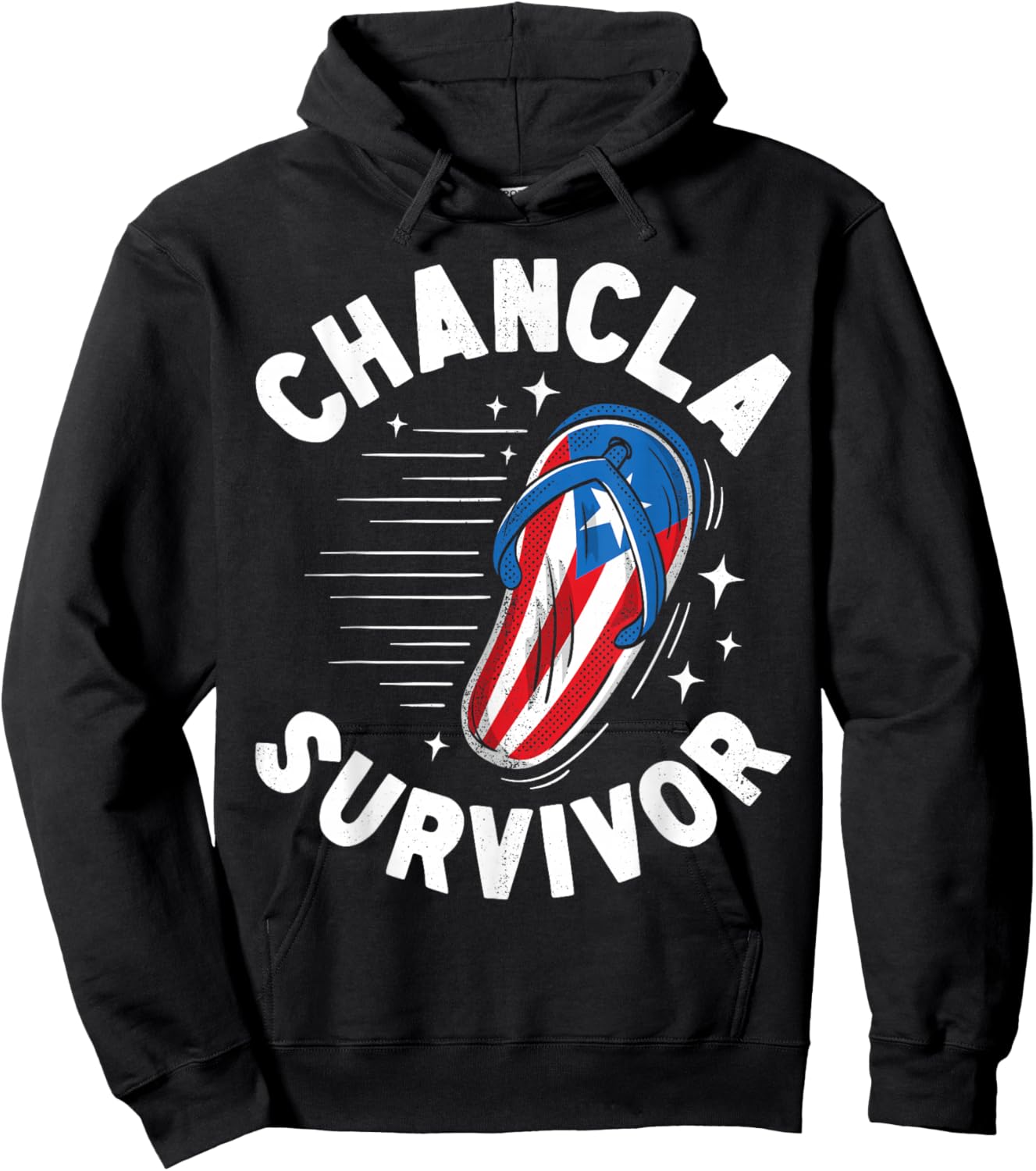 Chancla Survivor Puerto Rican Puerto Rico Funny Spanish Joke Hoodie - Hoodie | Black