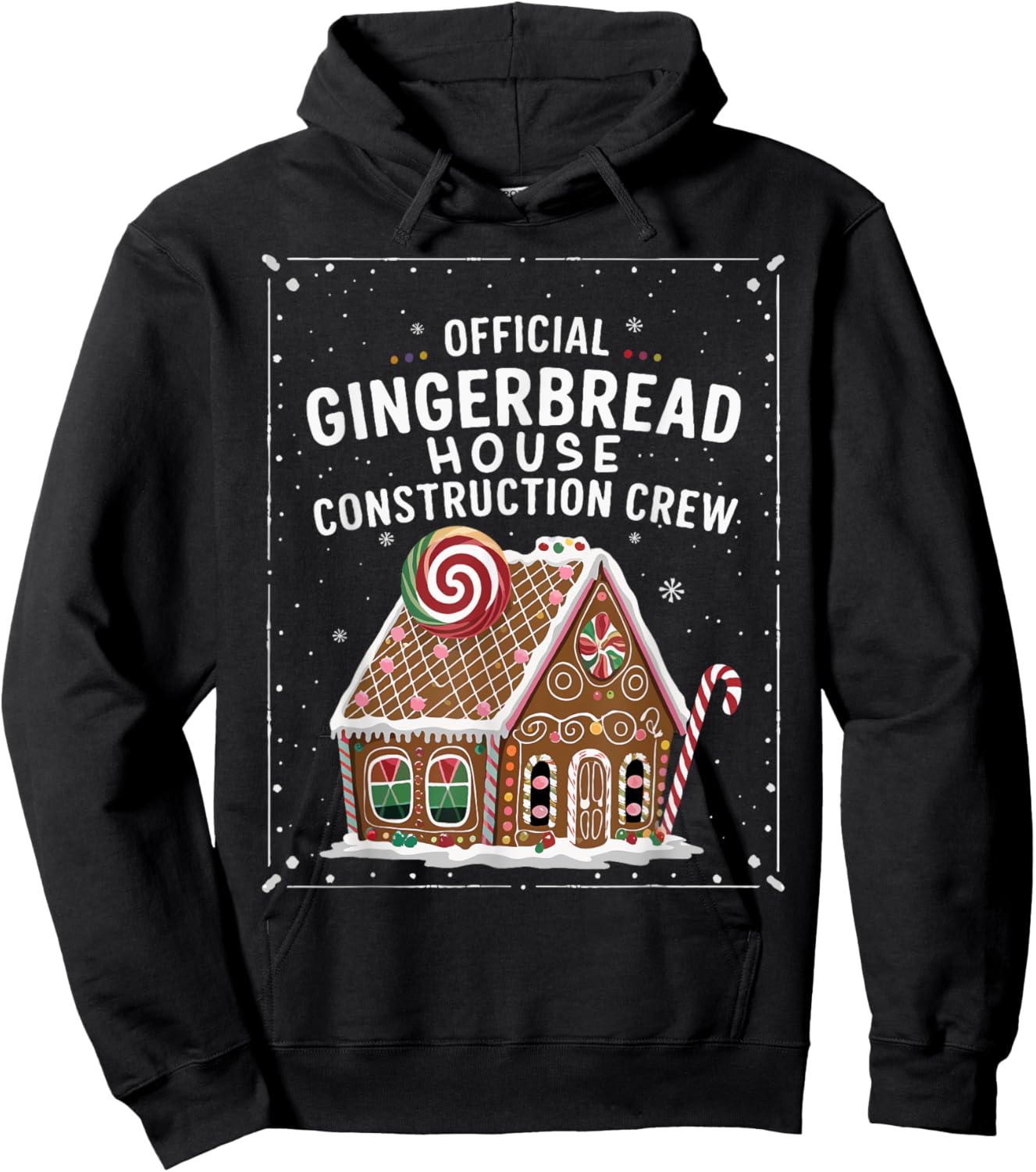 Gingerbread House Construction Crew Cookie Baking Christmas Hoodie - Hoodie | Black