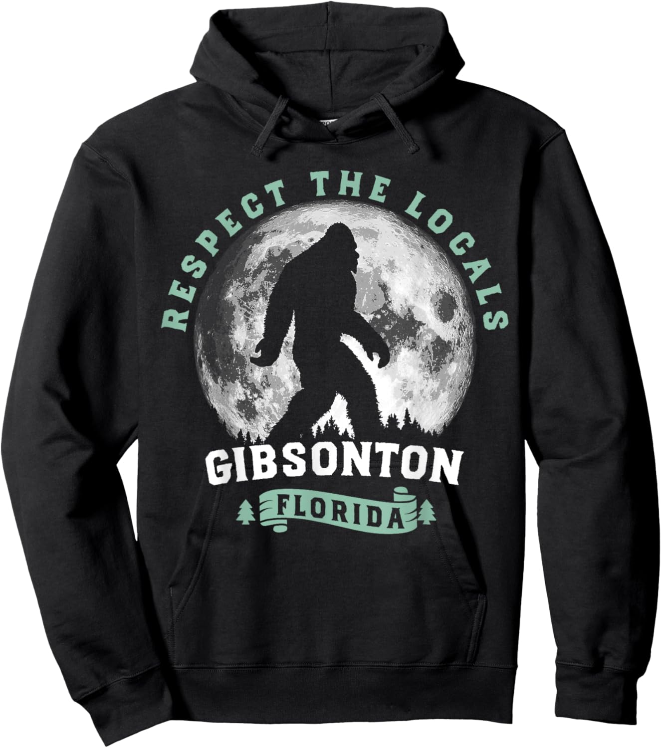 Gibsonton Florida Respect the Locals Bigfoot Swamp Ape Hoodie - Hoodie | Black