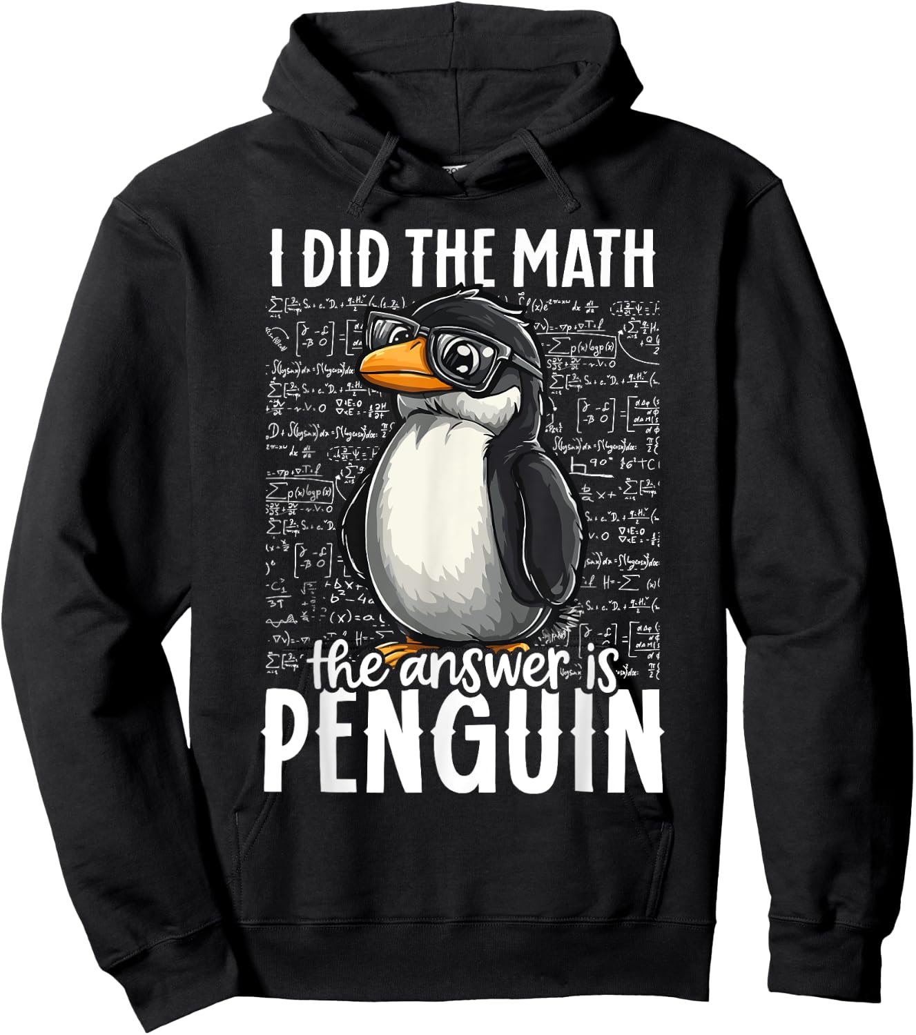 I Did The Math The Answer Is Penguin Funny Math Teacher Kid Hoodie - Hoodie | Black