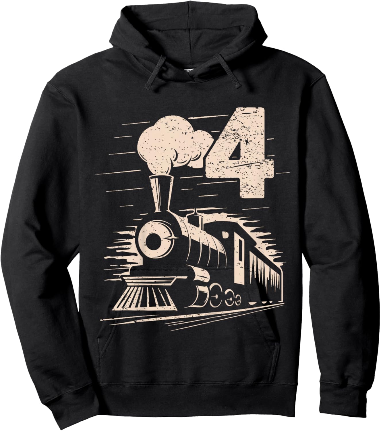 Funny Vintage 4th Train Birthday Boy Girl 4 Year Old Hoodie - Hoodie | Black