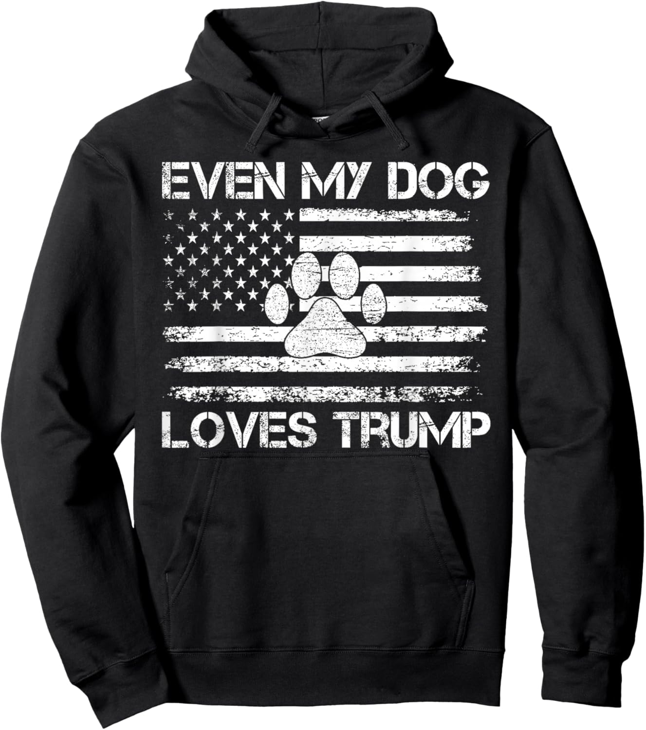 Even My Dog Loves America USA Flag Dog Paw Lover Patriotic Hoodie - Hoodie | Black