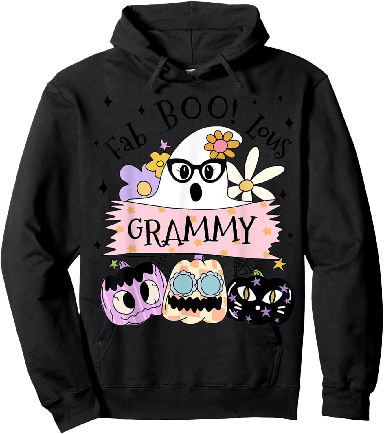 Cute Ghost Fab Boo Lous Grammy Spooky Halloween Costume Hoodie - Hoodie | Black