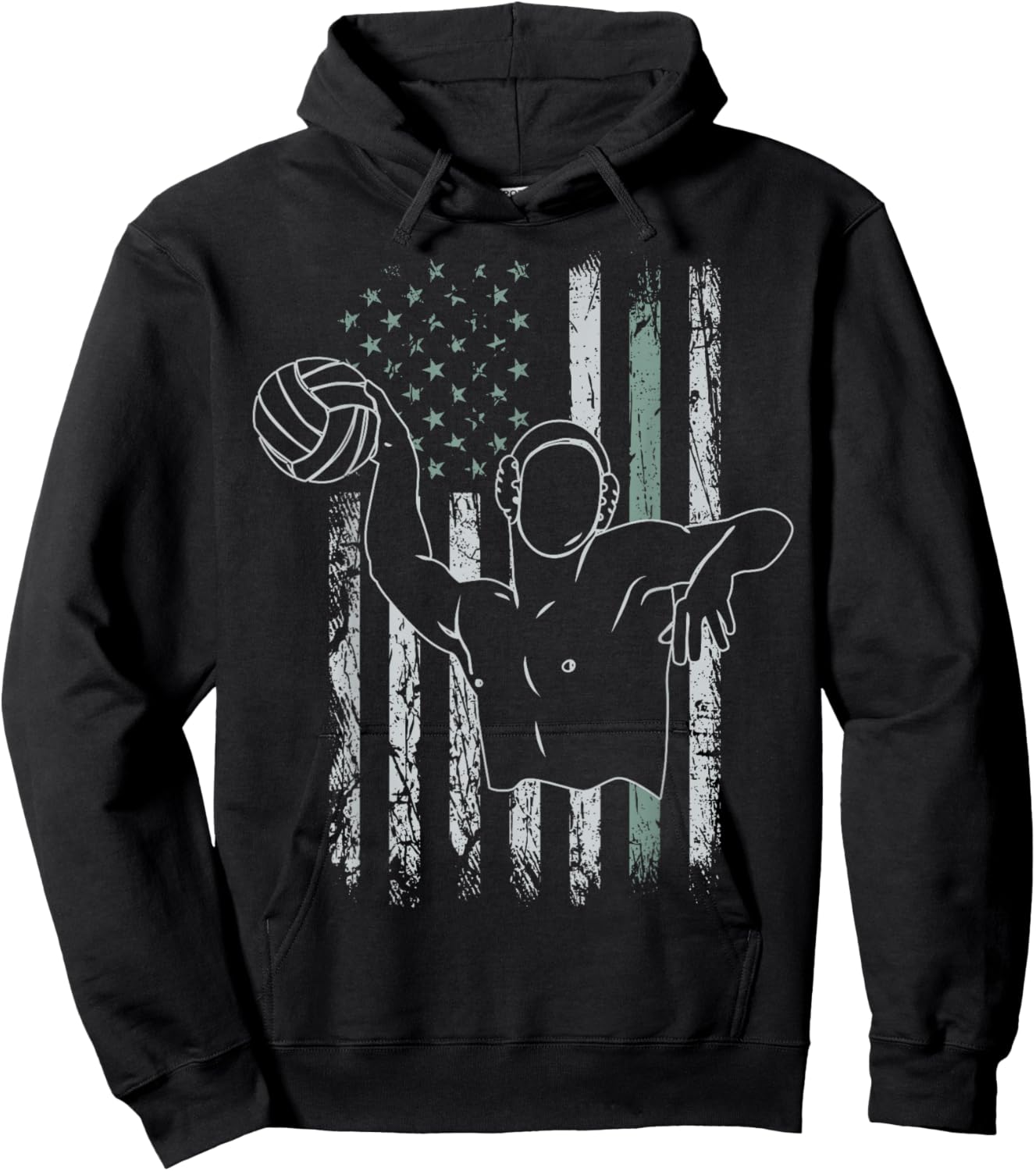 Retro USA Flag Swimming 4th of July Water Polo Hoodie - Hoodie | Black