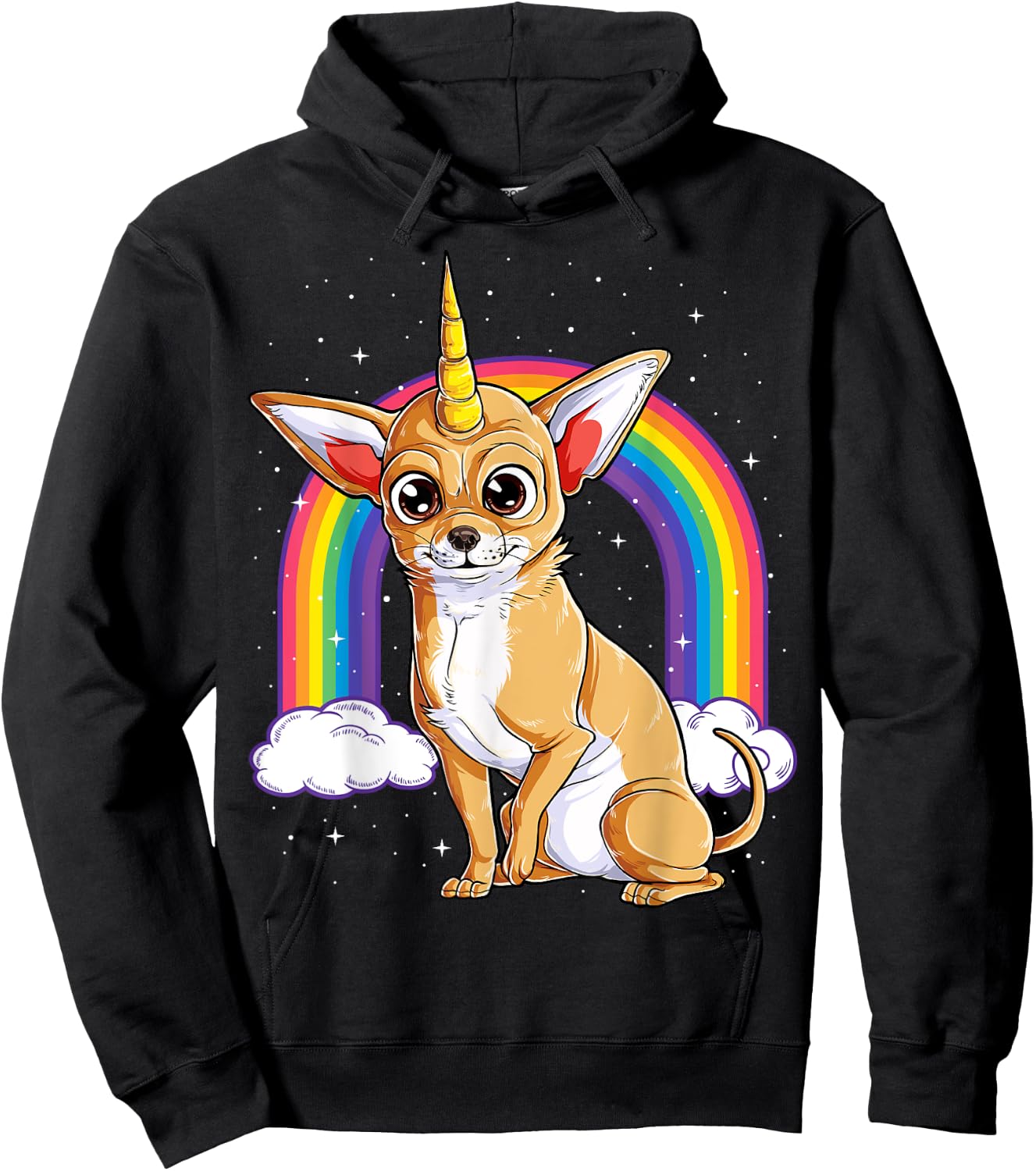 Chihuahua Unicorn T shirt Girls Space Galaxy Rainbow Dog Hoodie - Hoodie | Black
