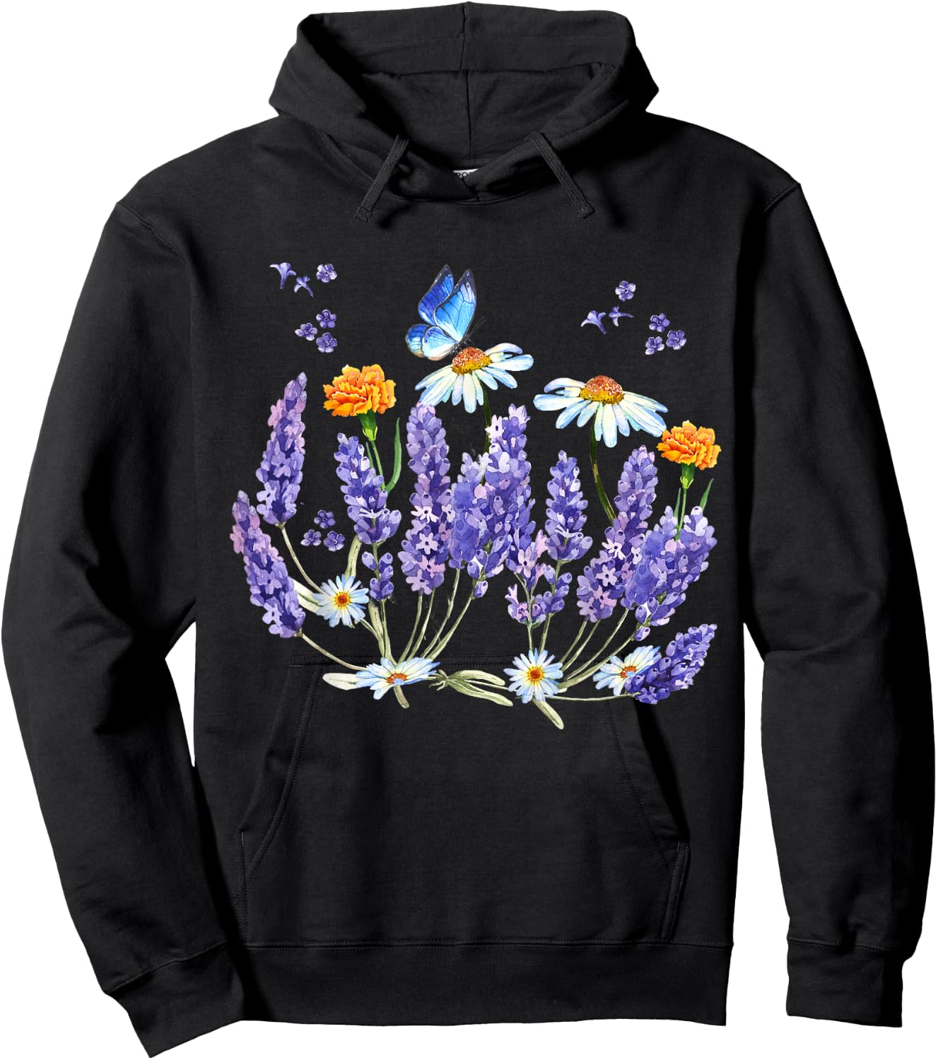 Lavender Plant Butterfly Herb Wildflower Botanical Gift Hoodie - Hoodie | Black