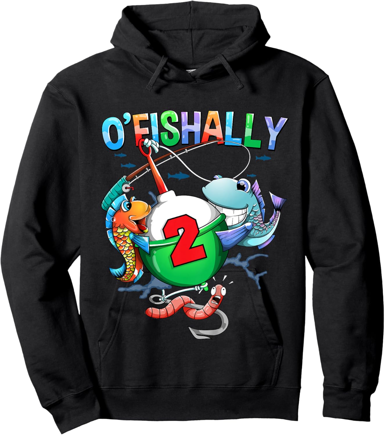 O'Fishally 2 Years Old 2nd Birthday Fishing Little Fisherman Hoodie - Hoodie | Black