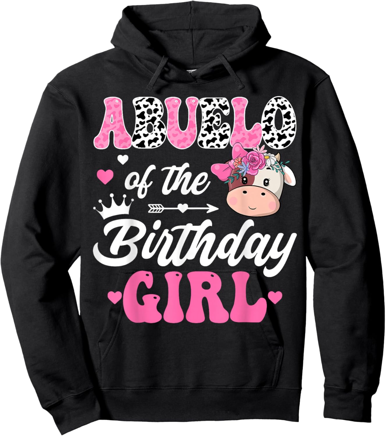 Abuelo Of The Birthday Girl Farm Cow 1St Birthday Girl Hoodie - Hoodie | Black