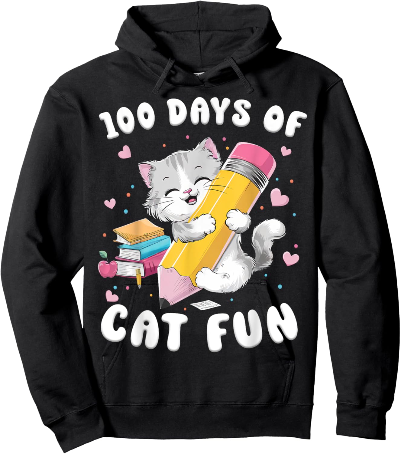Cats 100th Day of School Teacher 100 days Cat Kitty Hoodie - Hoodie | Black