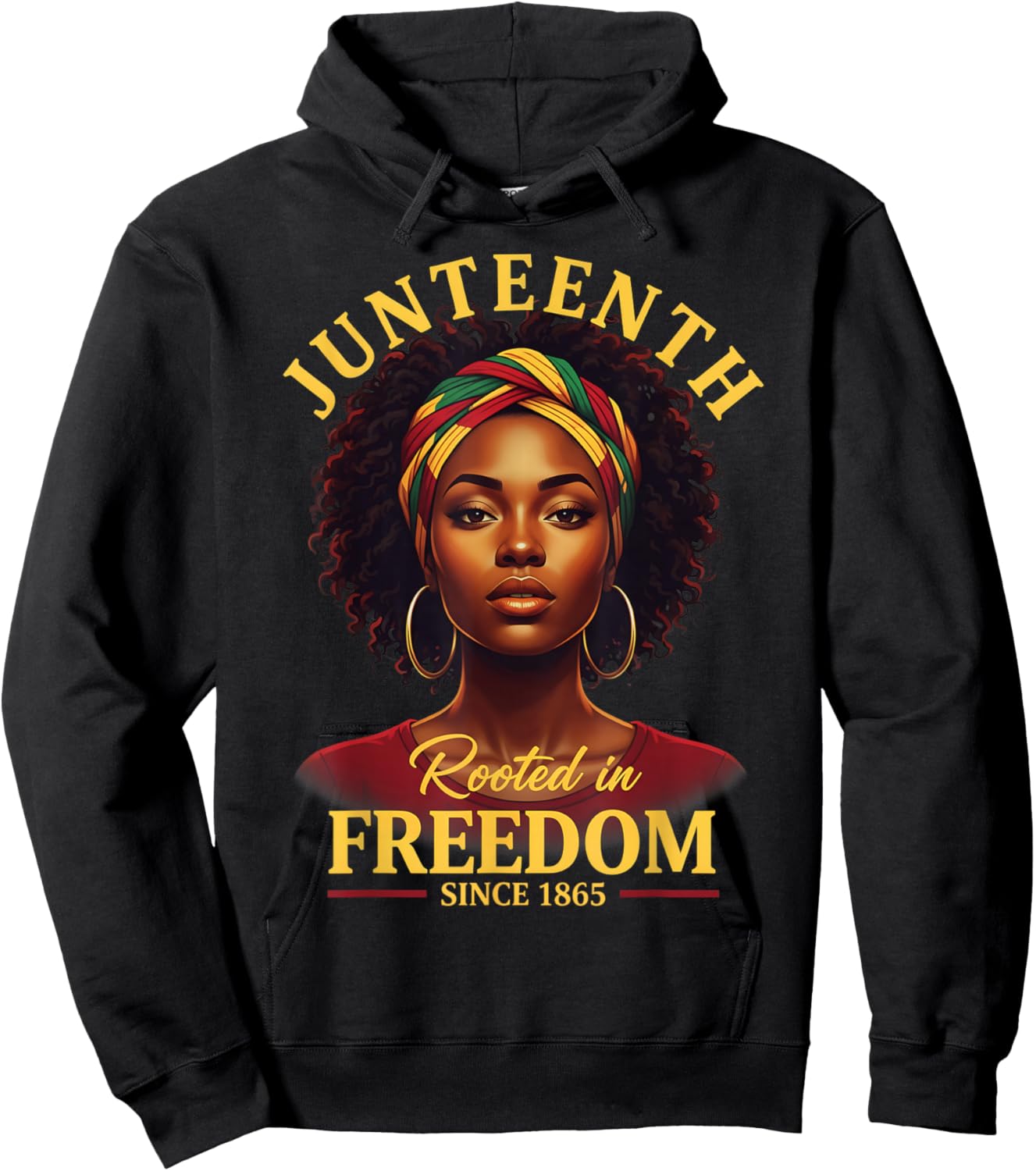 Juneteenth Heritage Bold Pride Powerful Woman Artwork Hoodie - Hoodie | Black