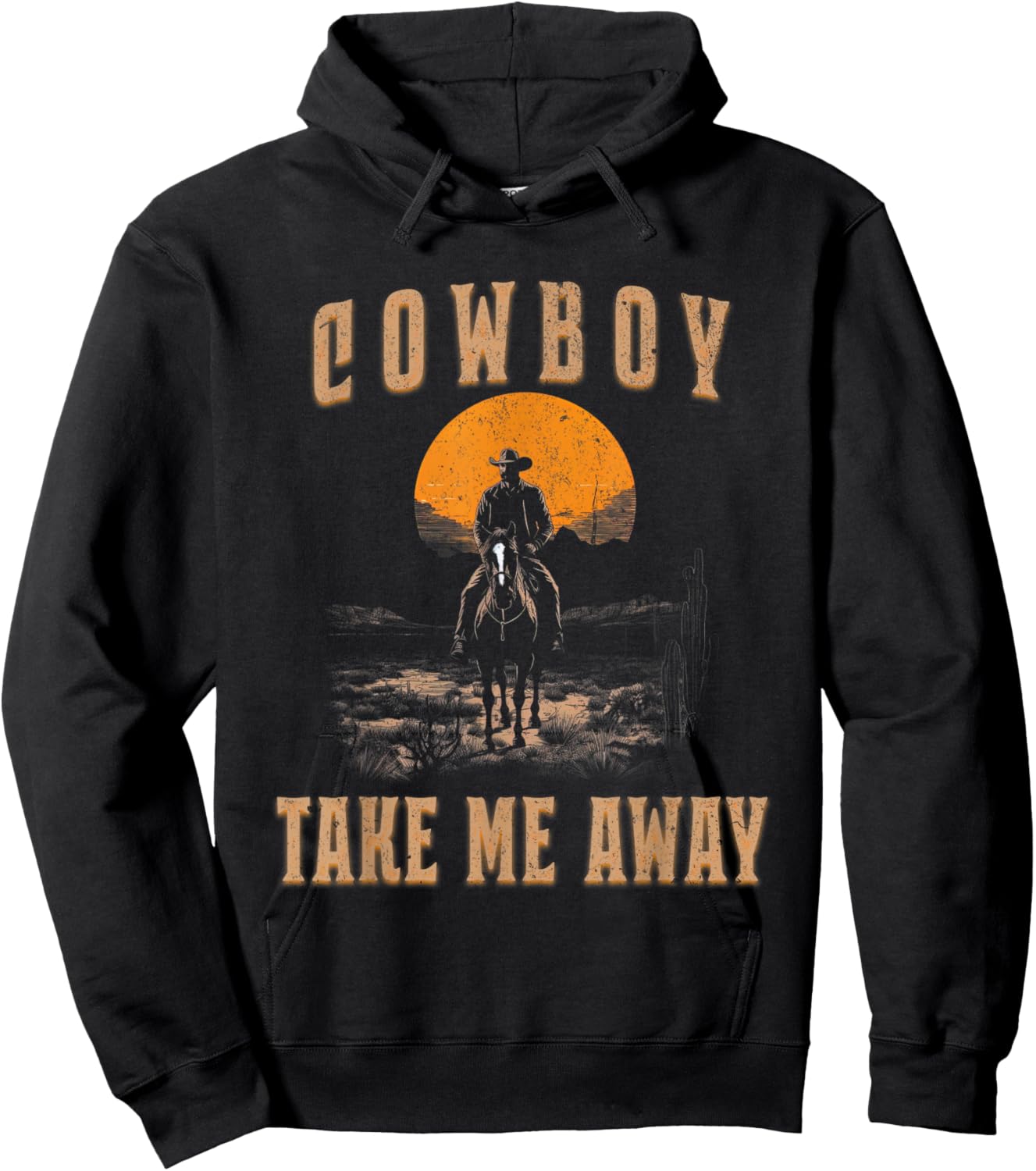 Vintage Western Life Rodeo Country Cowboy Take Me Away Hoodie - Hoodie | Black