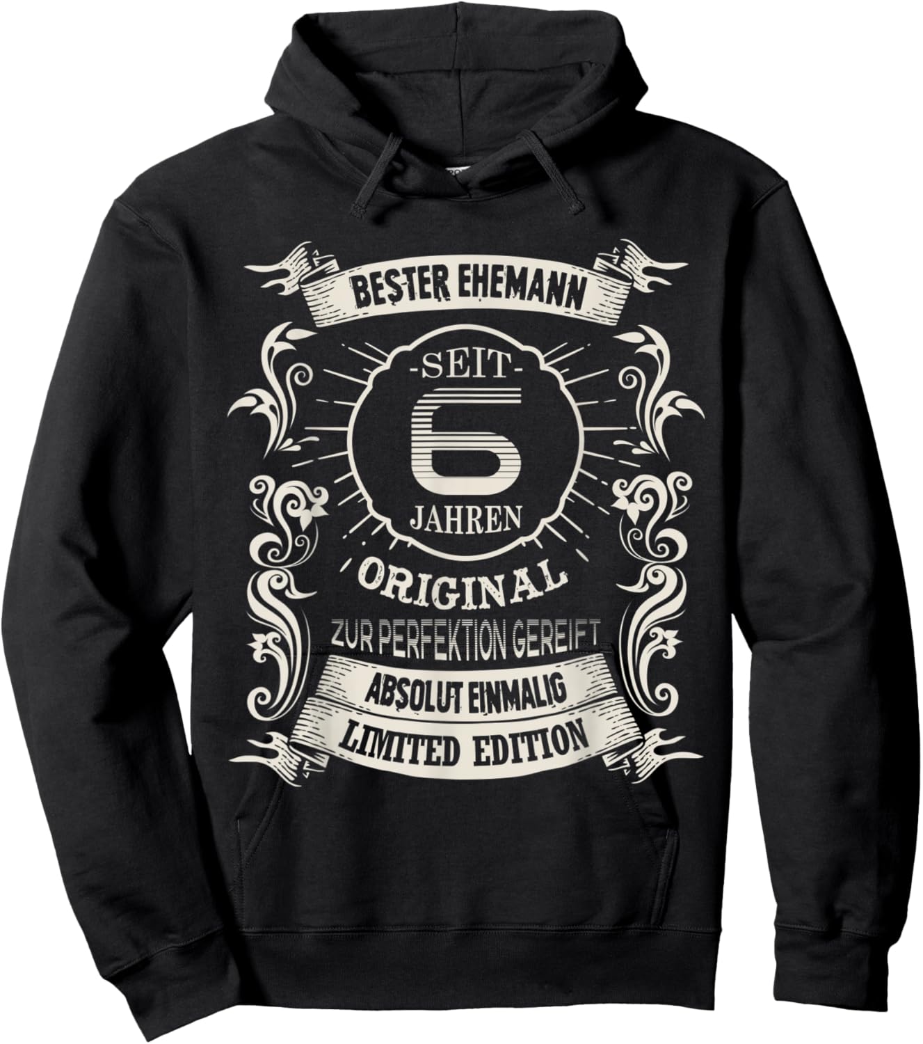 Herren 6 Hochzeitstag Bester Ehemann Seit 6 Jahren Zuckerhochzeit Hoodie - Hoodie | Black